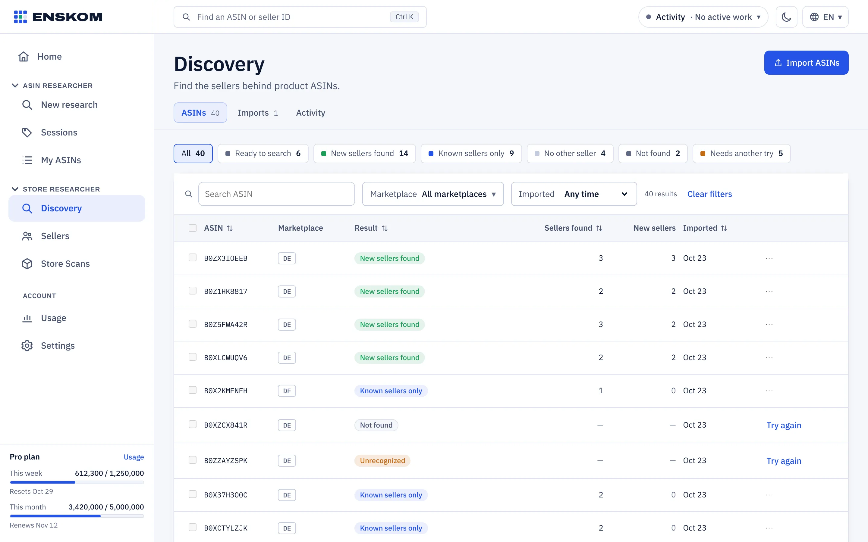 Seller Discovery screen