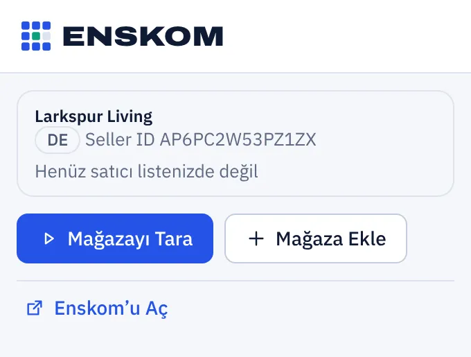 Bir satıcı sayfasında ENSKOM tarayıcı düğmesi